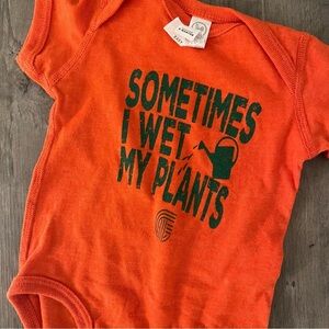 Orange & Green Sometimes I Wet My Plants Onesie